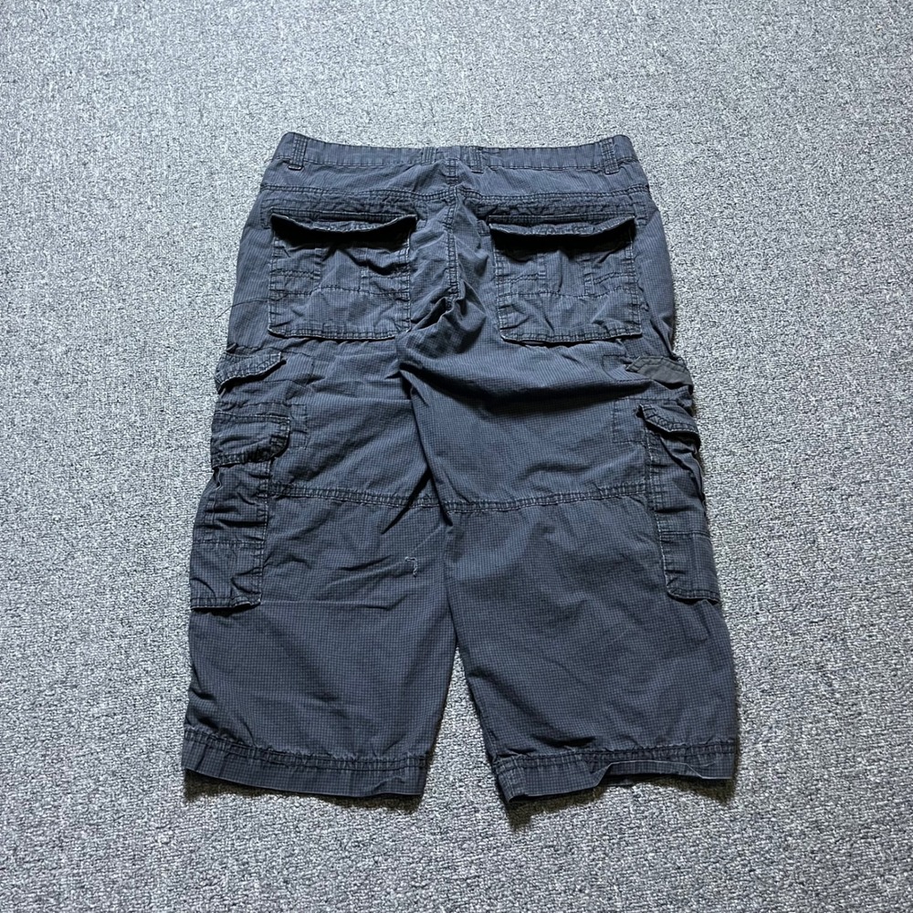 Vintage WXY Cargo Shorts Grey Ripstop Grid Baggy Y2K Skater Streetwear